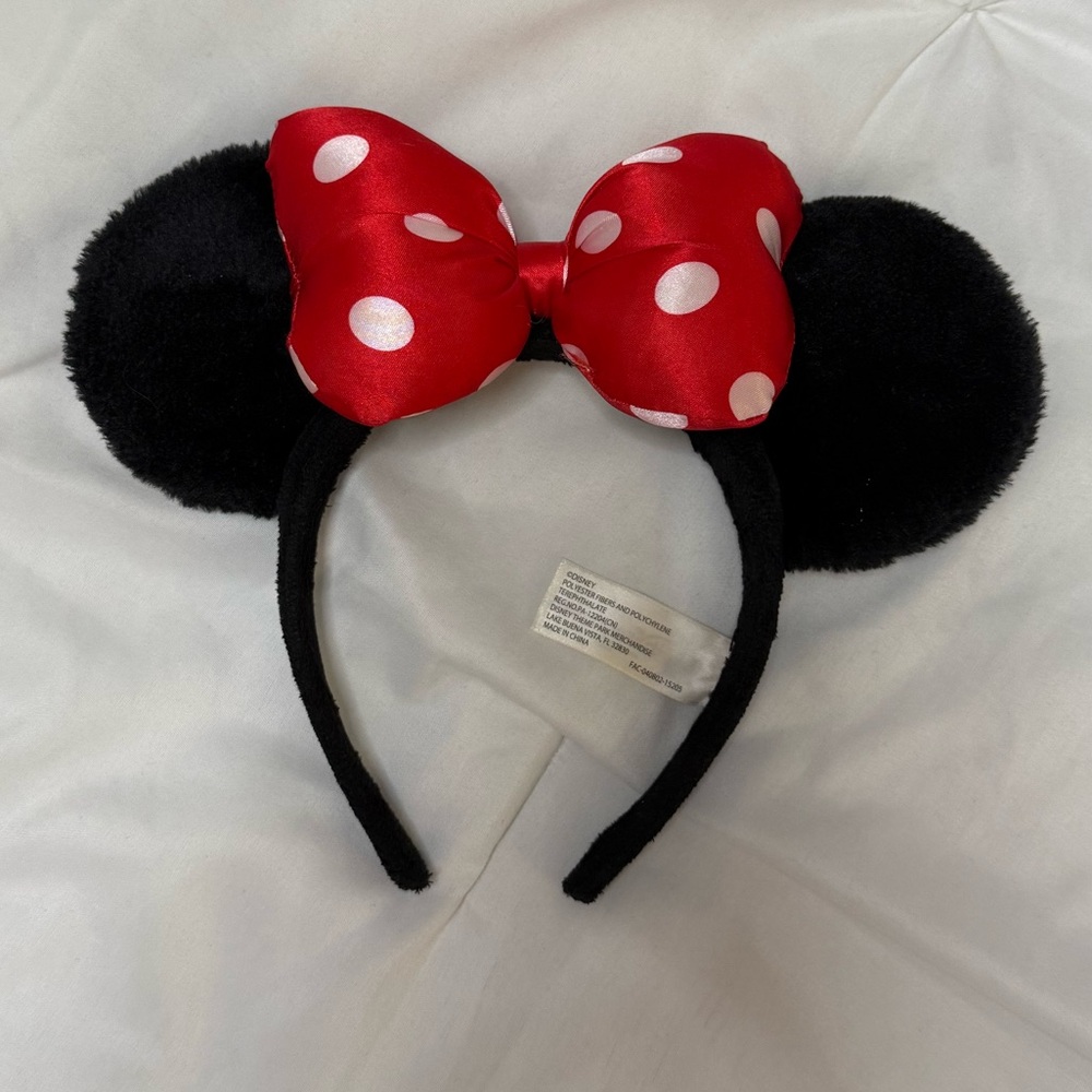 Disney Minnie Mouse Black and Red Ears with Polka Dot Bow - Youth Size